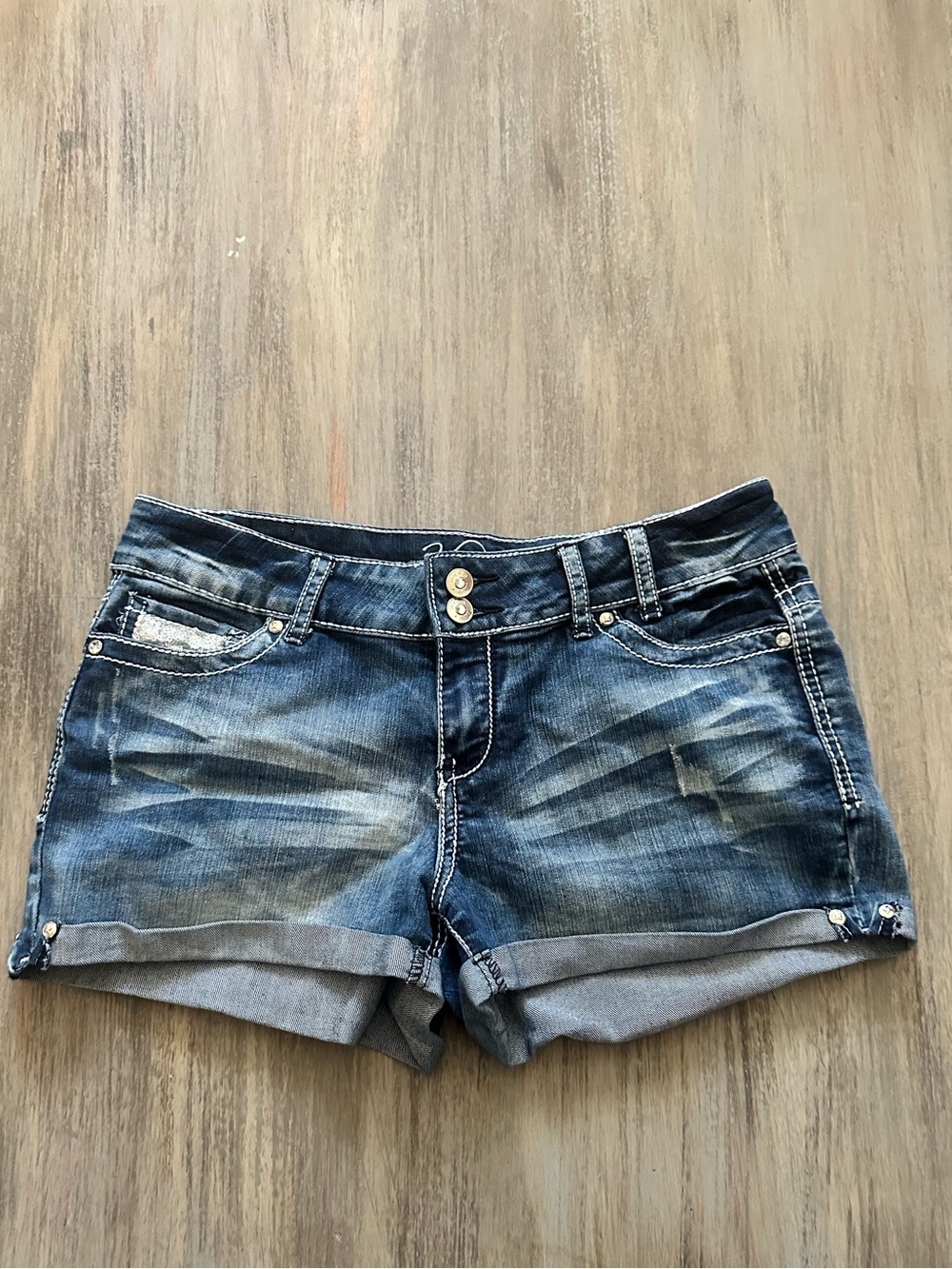 Vanity Distressed Blue Denim Shorts